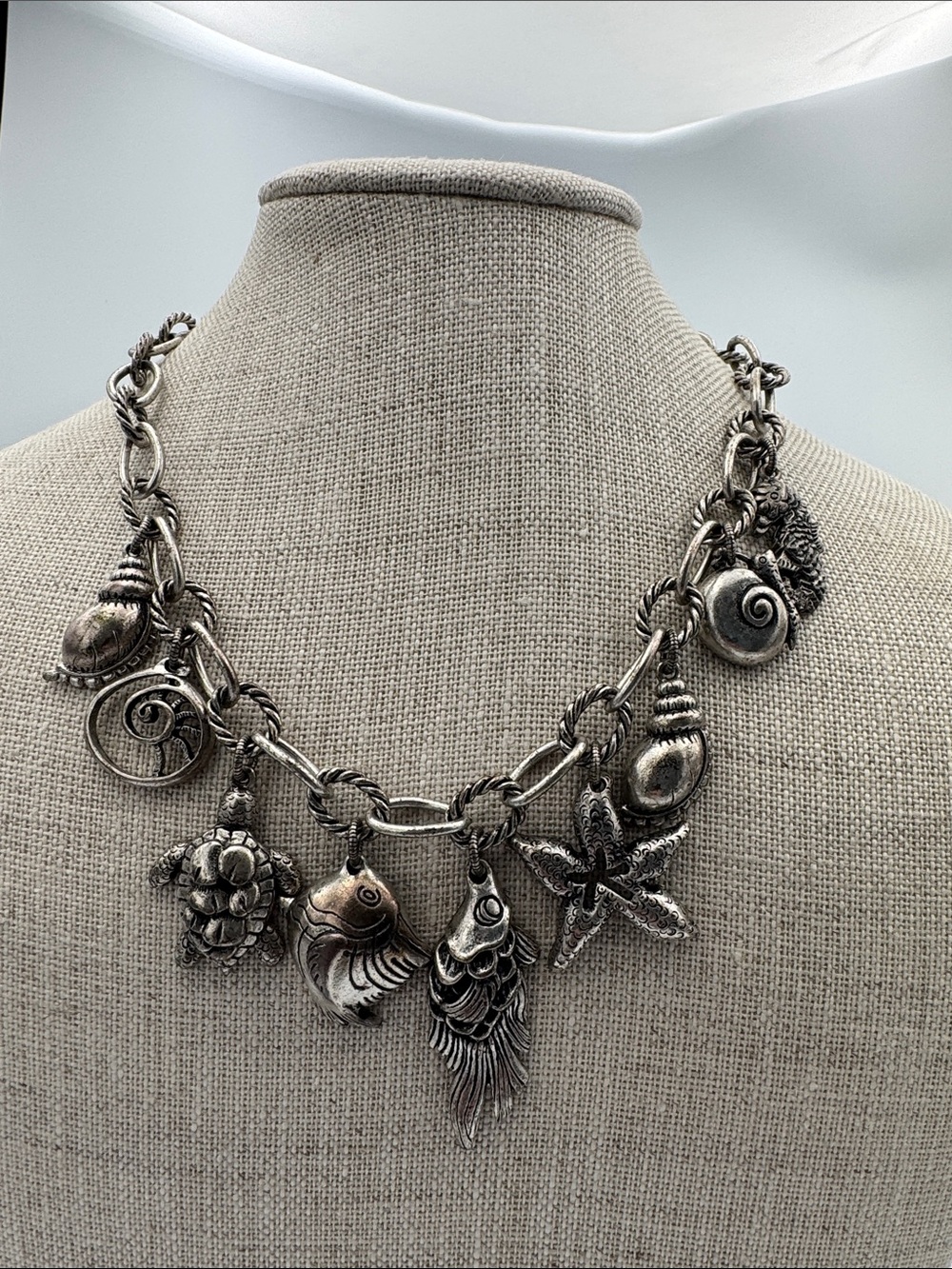Chico's Silver-Tone Sea Life Charm Necklace
